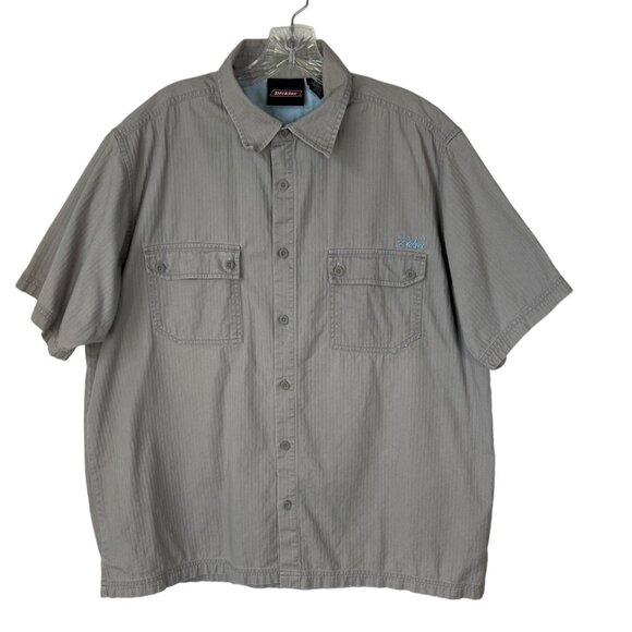 Dickies Short Sleeve Button Front Shirt Mens XL Gray - Picture 1 of 9